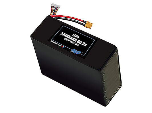 Compact 33.3-volt 5600mAh lithium-polymer battery, built for lightweight drone, UAV, and robotics projects.