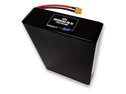 Compact 48.1-volt 8000mAh lithium-polymer battery, built for lightweight drone, UAV, and robotics projects.