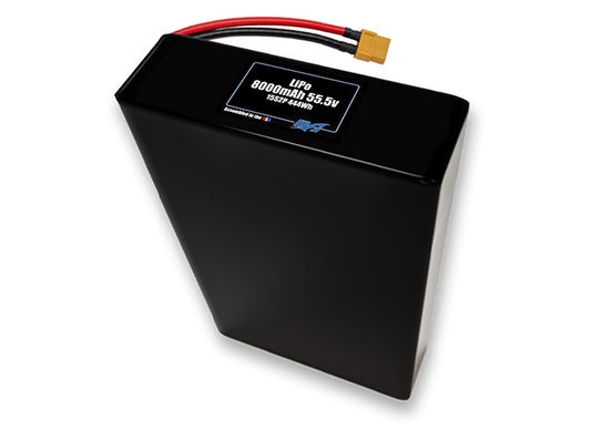 Compact 55.5-volt 8000mAh lithium-polymer battery, built for lightweight drone, UAV, and robotics projects.
