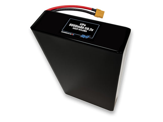 Compact 59.2-volt 8000mAh lithium-polymer battery, built for lightweight drone, UAV, and robotics projects.