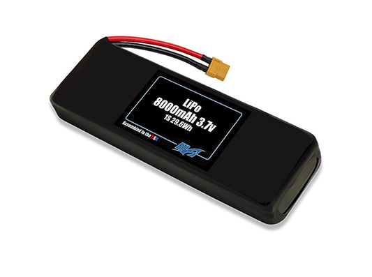 Compact 3.7-volt 8000mAh lite lithium-polymer battery, built for lightweight drone, UAV, and robotics projects.
