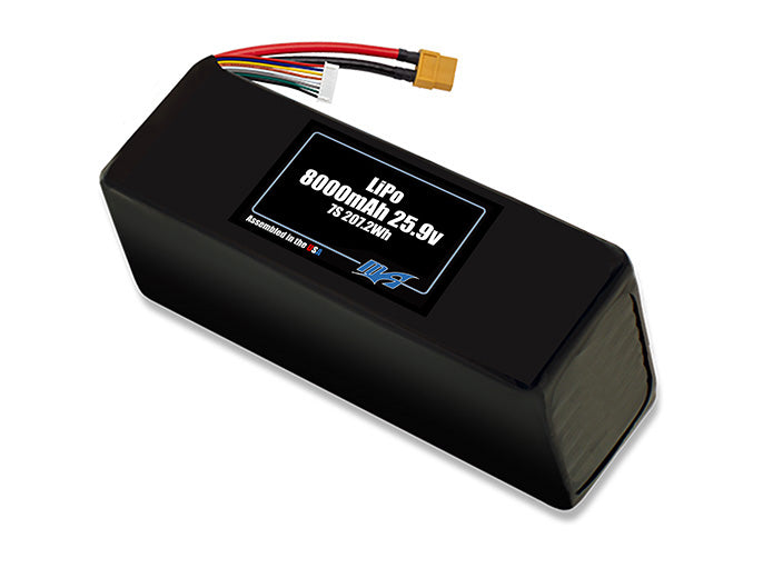 Compact 25.9-volt 8000mAh lite lithium-polymer battery, built for lightweight drone, UAV, and robotics projects.