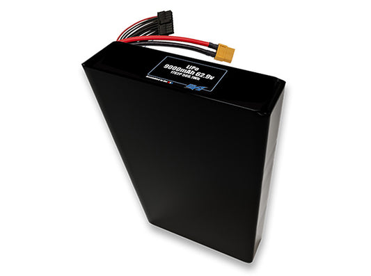 Compact 62.9-volt 9000mAh lithium-polymer battery, built for lightweight drone, UAV, and robotics projects.