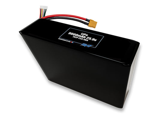 Compact 25.9-volt 9000mAh lithium-polymer battery, built for lightweight drone, UAV, and robotics projects.