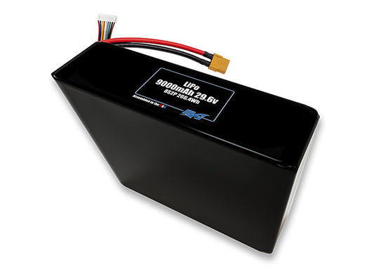 Compact 29.6-volt 9000mAh lithium-polymer battery, built for lightweight drone, UAV, and robotics projects.