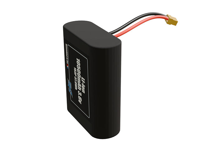 Rendered view of a slim 10500mAh Li-ion pack, used in UAV and defense-grade robotics projects.