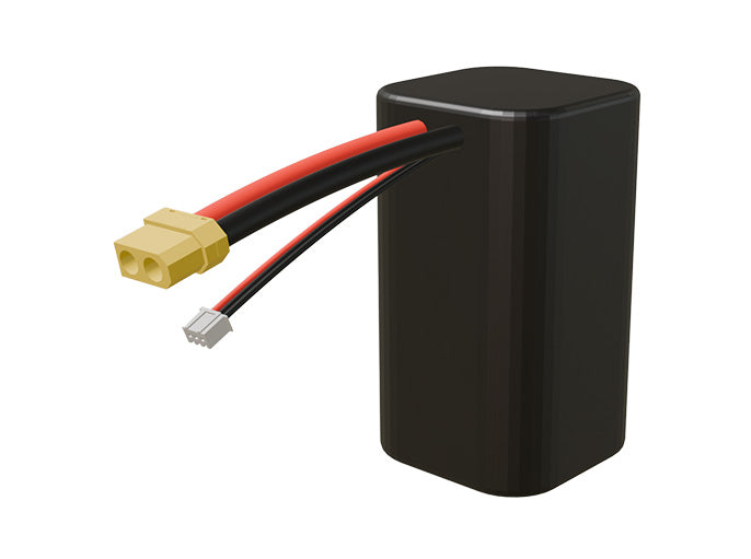 Rendered view of a slim 12000mAh Li-ion pack, used in UAV and defense-grade robotics projects.