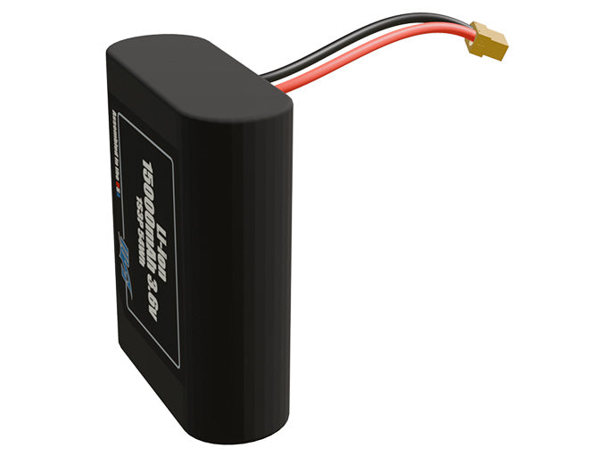 Rendered view of a slim 15000mAh Lithium-Ion pack, used in UAV and defense-grade robotics projects.