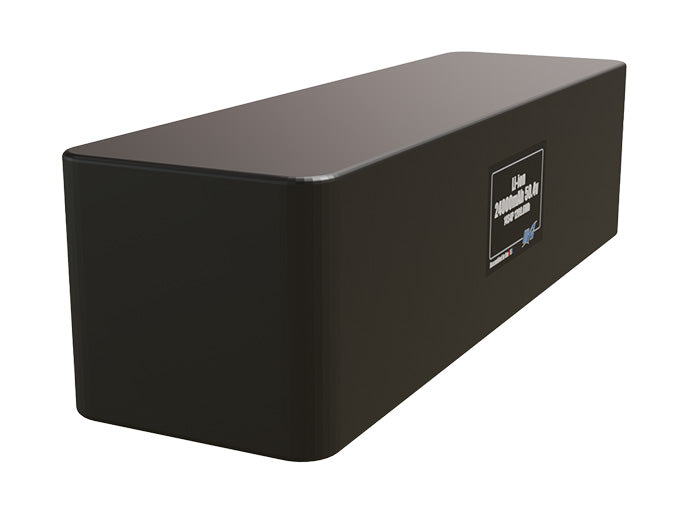 Rendered view of a slim 24000mAh Lithium-Ion pack, used in large UAV and defense-grade robotics projects.