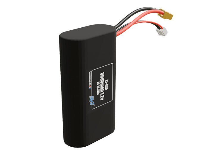 Rendered view of a slim 3500mAh Li-ion pack, used in small UAV and defense-grade robotics projects.