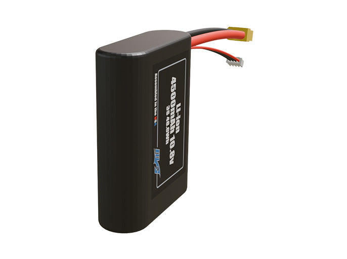 Rendered view of a slim 4500mAh Lithium-Ion pack, used in UAV and defense-grade robotics projects.