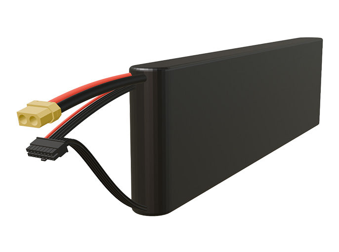 Rendered view of a slim 6000mAh Li-ion pack, used in small UAV and defense-grade robotics projects.