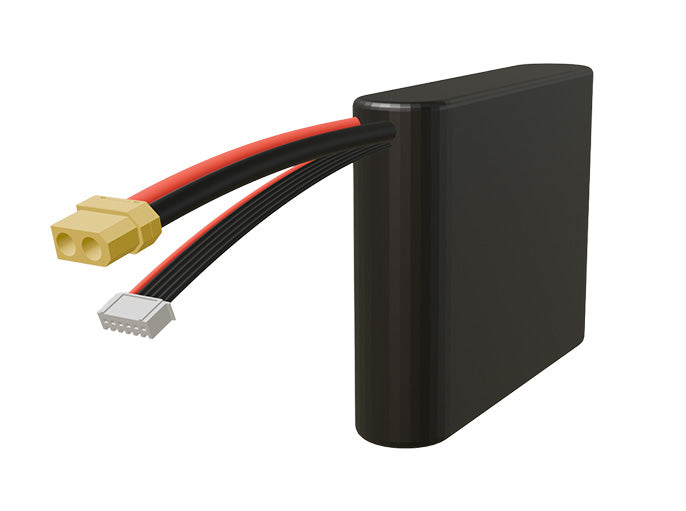 Rendered view of a slim 6000mAh Li-ion pack, used in small UAV and defense-grade robotics projects.