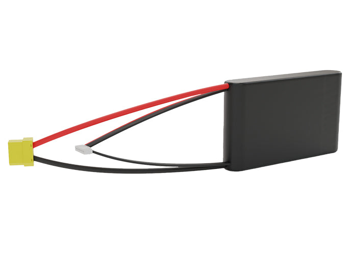Rendered view of a slim 6000mAh Li-ion pack, used in small UAV and defense-grade robotics projects.