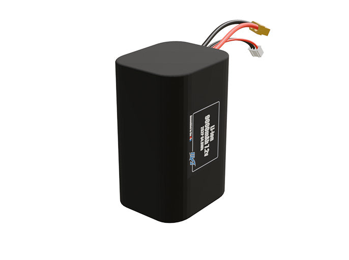 Rendered view of a slim 9000mAh Li-ion pack, used in small UAV and defense-grade robotics projects.
