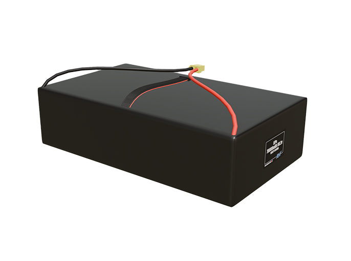 Rendered view of a slim 70000mah LiPo pack, used in large UAV and defense-grade robotics projects.