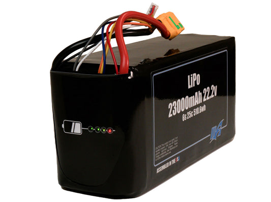 LiPo 23000mAh 6S 22.2v Smart Battery Pack With XT90 Anti-Spark Female and JST-XH Balance Lead