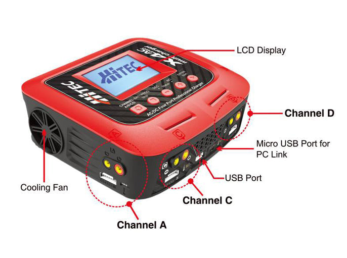 Lipo Battery Charger Hitec X4 AC Pro AC/DC 4-Port Multi charger