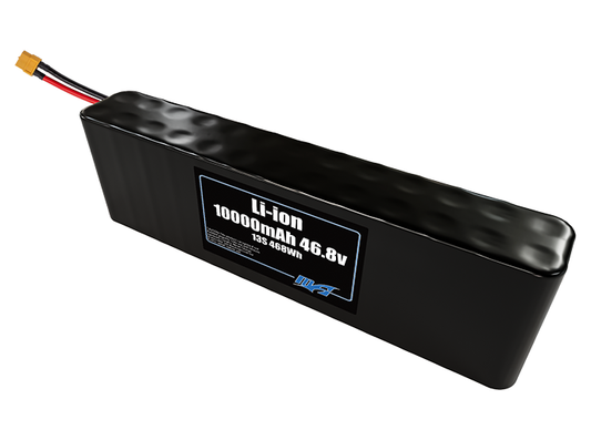 Compact 46.8-volt 10000mAh lithium-ion battery, built for lightweight drone, UAV, and robotics projects.