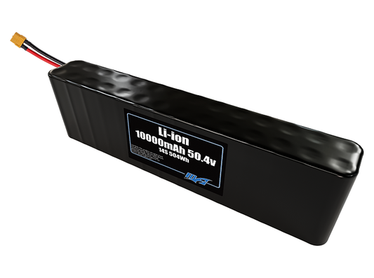 Compact 50.4-volt 10000mAh lithium-ion battery, built for lightweight drone, UAV, and robotics projects.