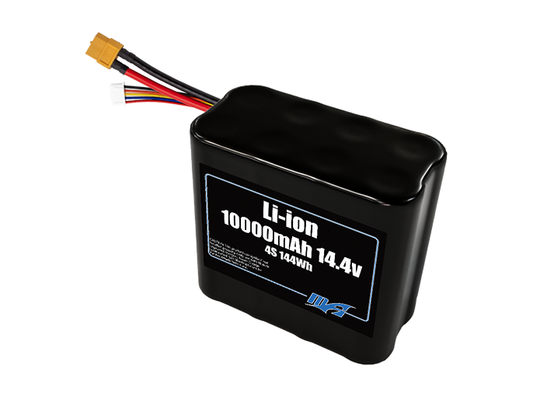 Compact 14.4-volt 10000mAh lithium-ion battery, built for lightweight drone, UAV, and robotics projects.