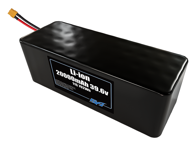Compact 39.6-volt 20000mAh lithium-ion battery, built for lightweight drone, UAV, and robotics projects.