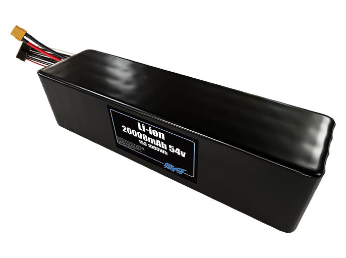 Compact 54-volt 20000mAh lithium-ion battery, built for lightweight drone, UAV, and robotics projects.