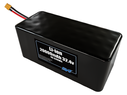 Compact 32.4-volt 20000mAh lithium-ion battery, built for lightweight drone, UAV, and robotics projects.