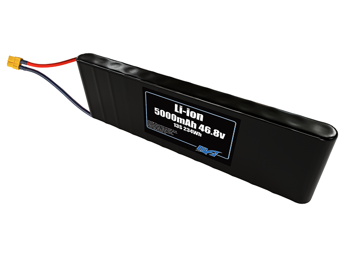 Compact 43.2-volt 5000mAh lithium-ion battery, built for lightweight drone, UAV, and robotics projects.