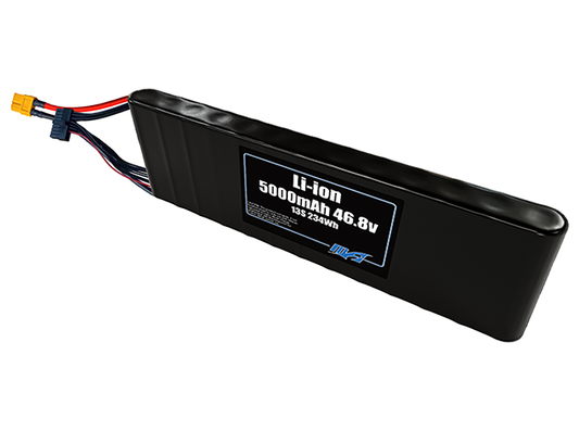 Compact 46.8-volt 5000mAh lithium-ion battery, built for lightweight drone, UAV, and robotics projects.