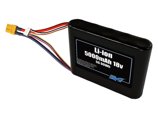 Compact 18-volt 5000mAh lithium-ion battery, built for lightweight drone, UAV, and robotics projects.