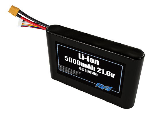 Compact 21.6-volt 5000mAh lithium-ion battery, built for lightweight drone, UAV, and robotics projects.
